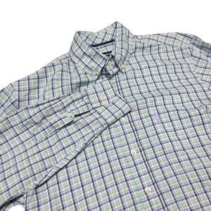 Johnnie-O Plaid Button Down Shirt Long Sleeve‎ Cotton Linen Blend Mens M Linen